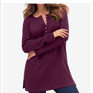 Thermal button up Henley style. Long sleeves.